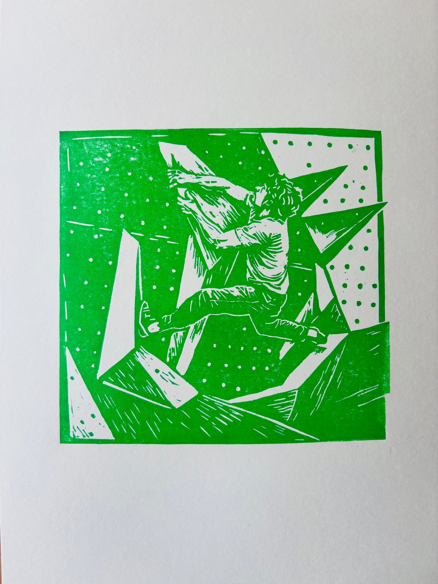 ,Blue Dyno' | Climber Linocut Print – Handgedruckter Kletter-Linoldruck | Gift for Climbers