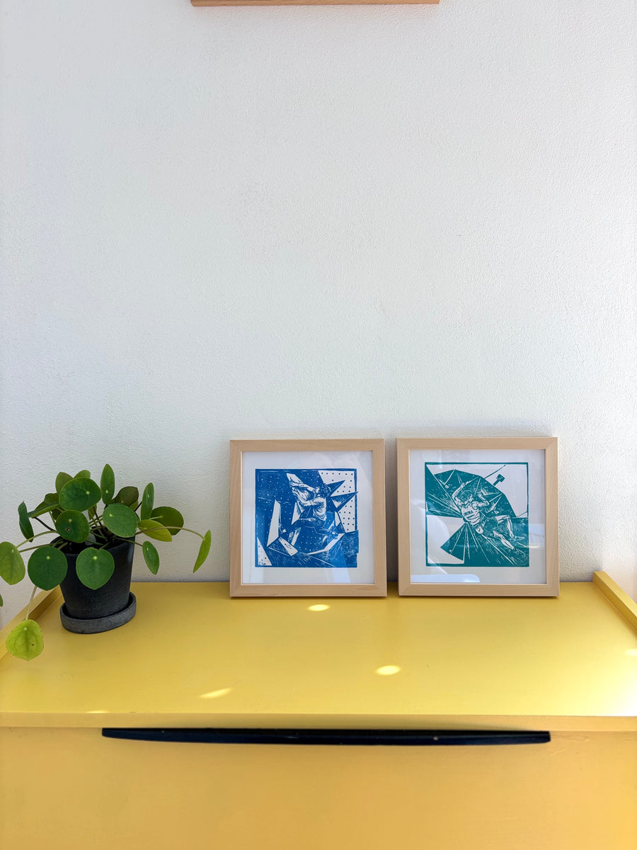 'Olympic Ondra' | Climber Linocut Print – Hand-printed Climbing Linocut | Gift for Climbers