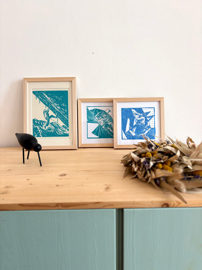 ‚Olympic Ondra' | Climber Linocut Print – Handgedruckter Kletter-Linoldruck | Gift for Climbers